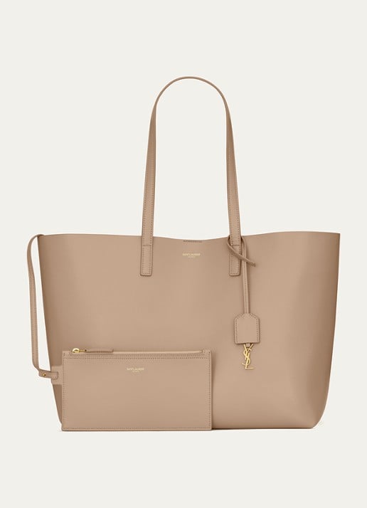 Saint Laurent E/W shopper van kalfsleer - achterkant 4 beige