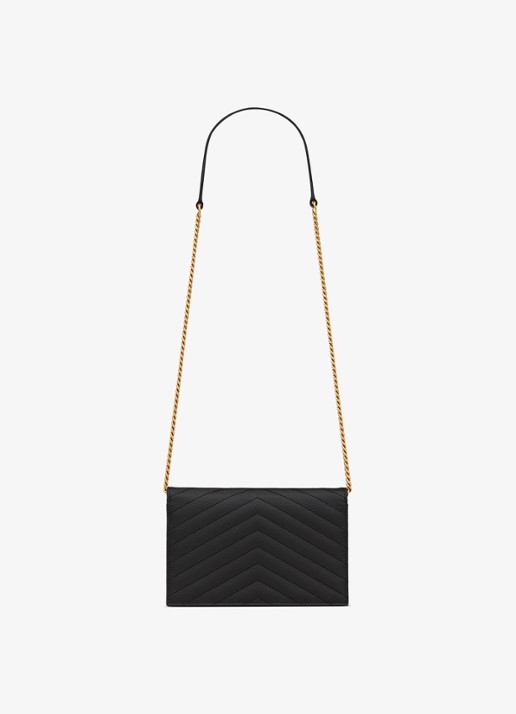 Saint Laurent Envelope portemonnee van kalfsleer met afneembare schouderriem - achterkant 6 zwart