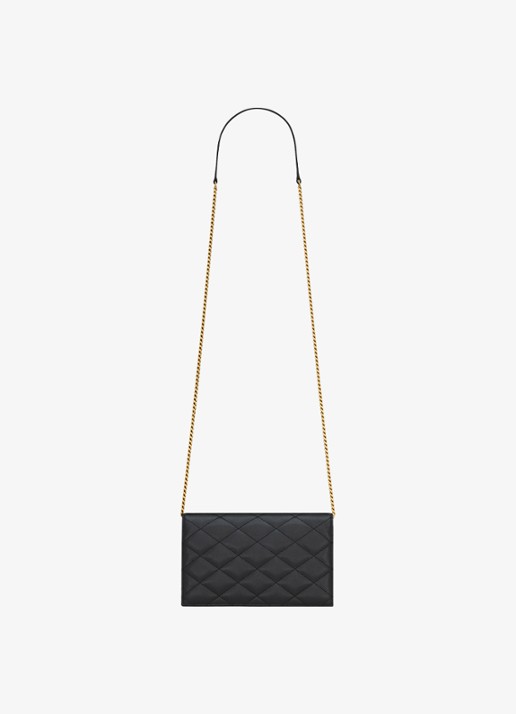 Saint Laurent Envelope portemonnee van lamsleer met afneembare schouderriem - achterkant 7 zwart