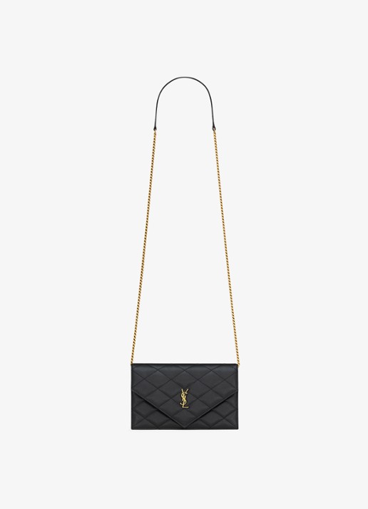 Saint Laurent Envelope portemonnee van lamsleer met afneembare schouderriem