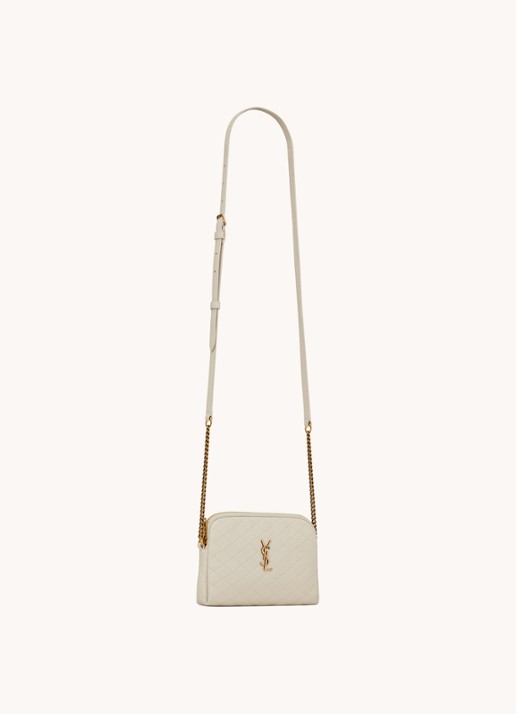 Saint Laurent Gaby clutch van lamsleer met schouderriem - detail 4 creme
