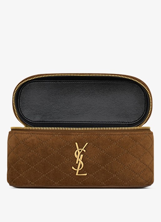 Saint Laurent Gaby Vanity handtas van kalfssuède - detail 5 bruin