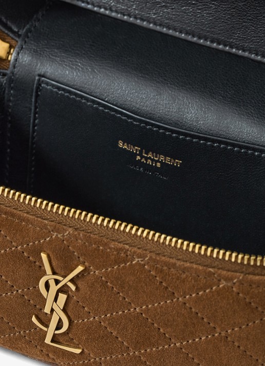 Saint Laurent Gaby Vanity handtas van kalfssuède - detail 6 bruin