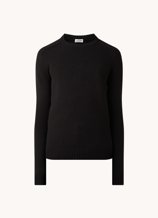 Saint Laurent Grofgebreide pullover van kasjmier - voorkant zwart