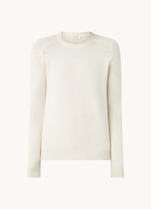 Saint Laurent Grofgebreide pullover van kasjmier - voorkant gebroken wit