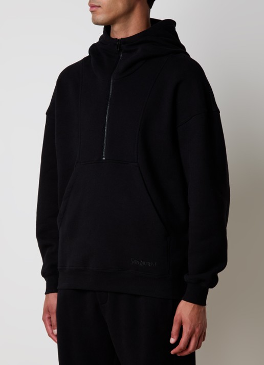 Saint Laurent Hoodie met halve rits en logo - detail zwart