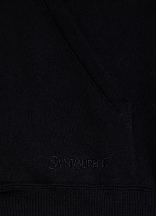 Saint Laurent Hoodie met halve rits en logo - detail 3 zwart