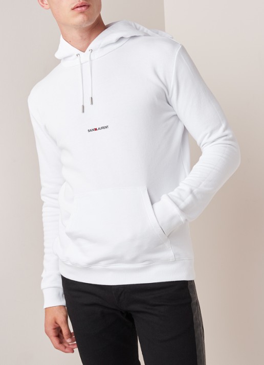 Saint Laurent Hoodie met logoprint - detail 2 wit