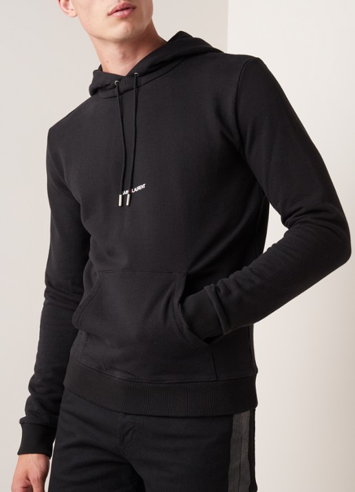 Saint Laurent Hoodie met logoprint - detail 3 zwart