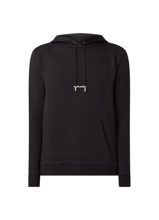 Saint Laurent Hoodie met logoprint - voorkant zwart