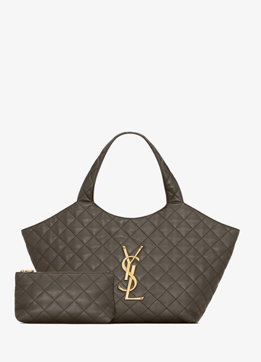 Saint Laurent Icare Medium shopper van lamsleer - detail 4 bronsgroen