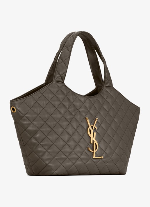 Saint Laurent Icare Medium shopper van lamsleer - detail 5 bronsgroen