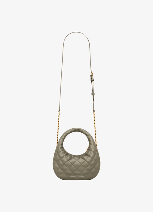 Saint Laurent Icarino Mini handtas van lamsleer - achterkant 2 olijfgroen