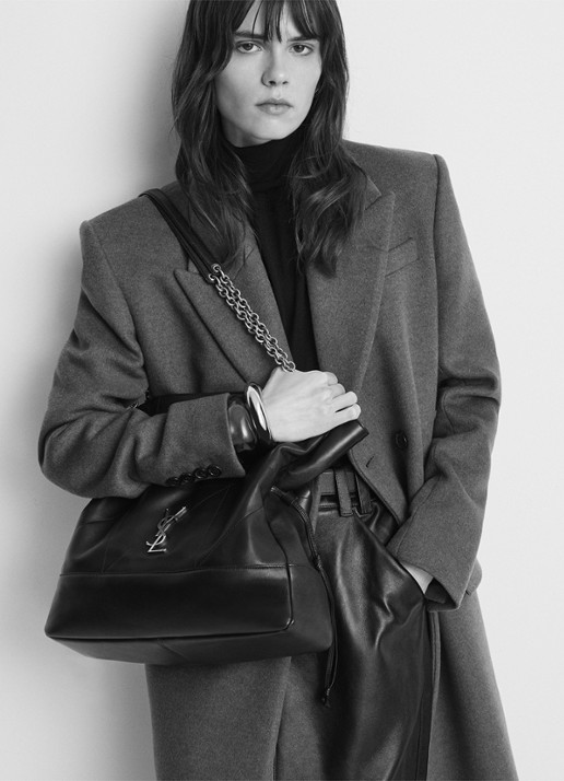 Saint Laurent Jamie shopper van lamsleer - detail donkergroen