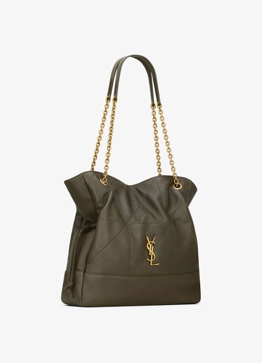 Saint Laurent Jamie shopper van lamsleer - detail 2 donkergroen