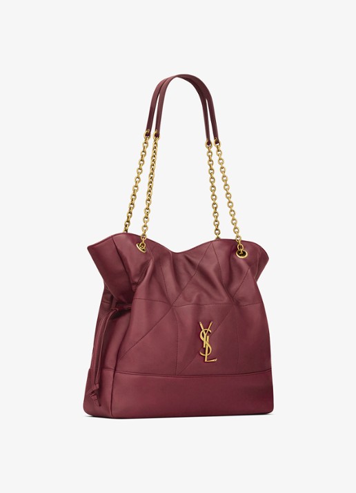 Saint Laurent Jamie shopper van lamsleer - detail 2 bordeauxrood