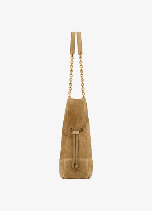 Saint Laurent Jamie Small shopper van lamssuède - detail 4 lichtbruin