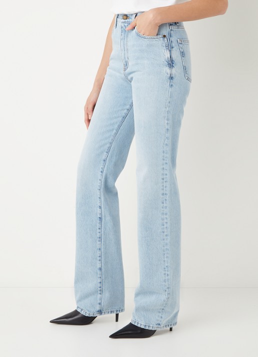 Saint Laurent Janice high waist straight leg jeans met lichte wassing - detail 5 indigo