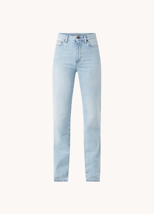 Saint Laurent Janice high waist straight leg jeans met lichte wassing - voorkant 2 indigo