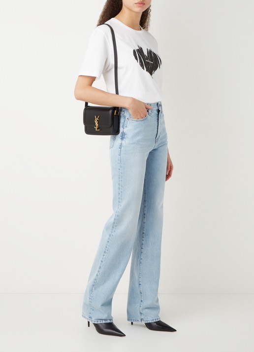 Saint Laurent Janice high waist straight leg jeans met lichte wassing - voorkant 3 indigo