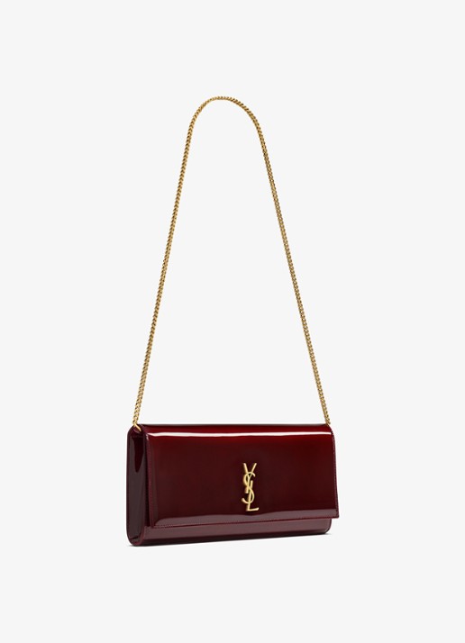 Saint Laurent Kate clutch van lakleer met afneembare schouderriem - detail 4 bordeauxrood