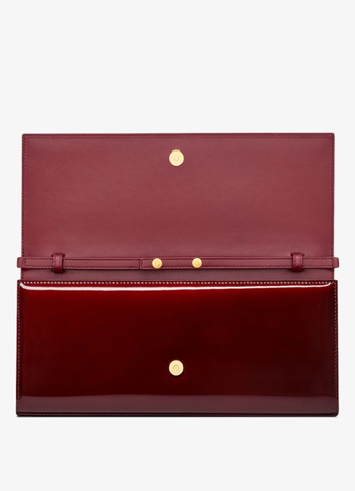 Saint Laurent Kate clutch van lakleer met afneembare schouderriem - detail 5 bordeauxrood