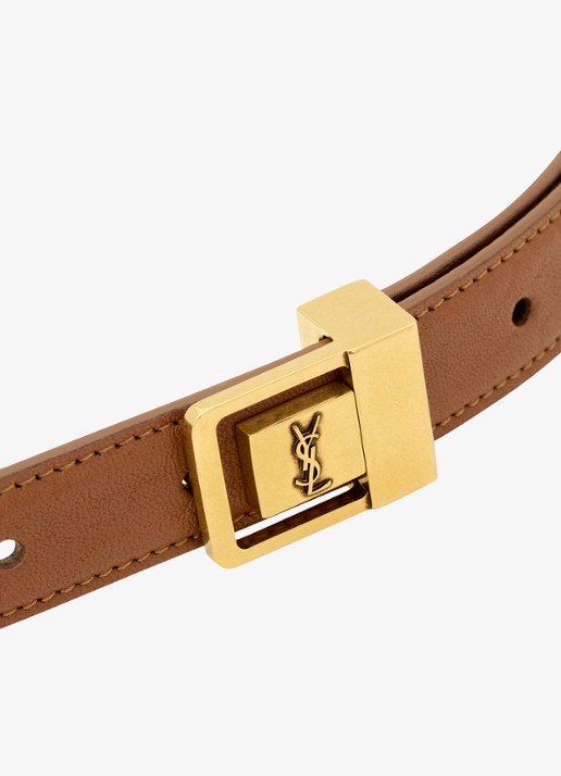 Saint Laurent La 66 riem van kalfsleer - detail 2 bruin