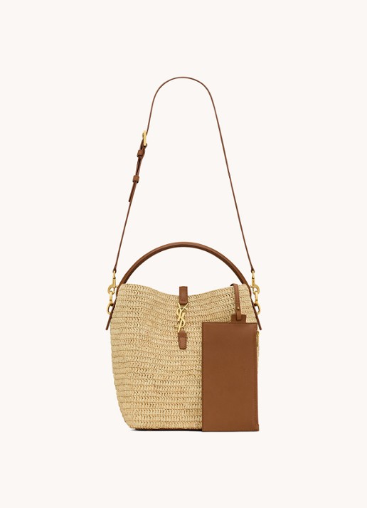 Saint Laurent Le 37 handtas van raffia - achterkant naturel