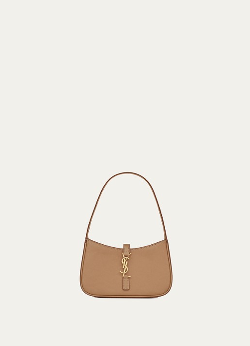 Saint Laurent Le 5 À 7 Mini Hobo schoudertas van kalfsleer - voorkant camel