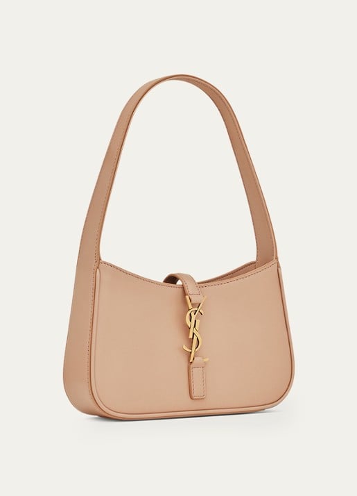 Saint Laurent Le 5 À 7 Mini Hobo schoudertas van kalfsleer - detail 4 donkerbeige