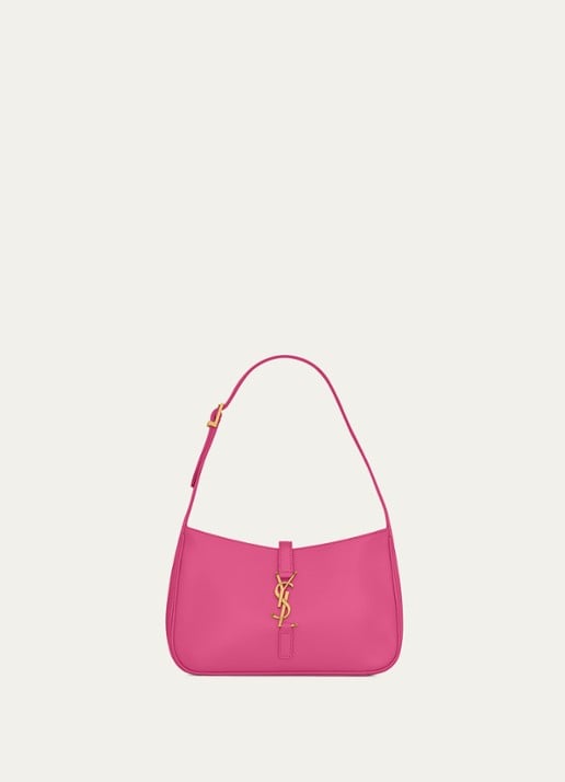 Saint Laurent Le 5 à 7 schoudertas van kalfsleer - voorkant fuchsia