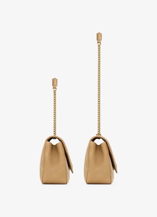 Saint Laurent Loulou Medium schoudertas van lamsleer - achterkant lichtbruin