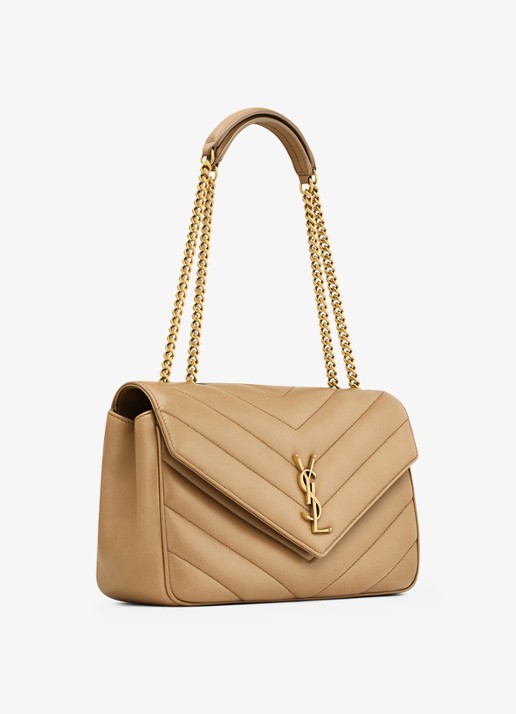 Saint Laurent Loulou Medium schoudertas van lamsleer - detail 4 lichtbruin