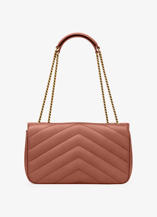 Saint Laurent Loulou Medium schoudertas van lamsleer - achterkant roestbruin