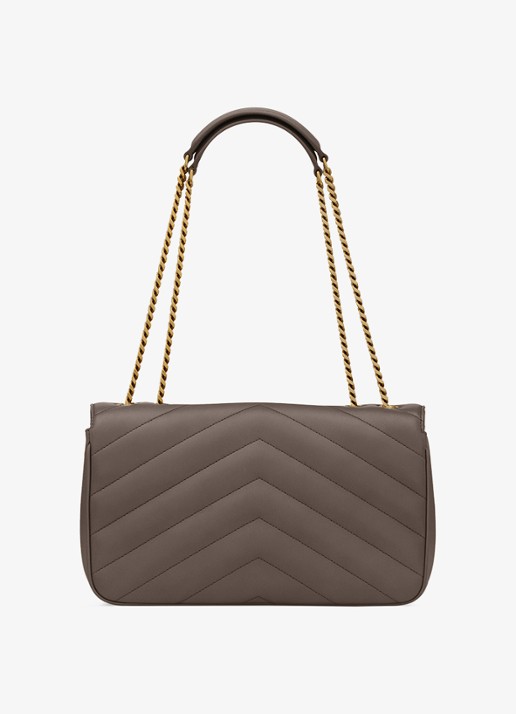 Saint Laurent Loulou Medium schoudertas van lamsleer - achterkant 7 taupe
