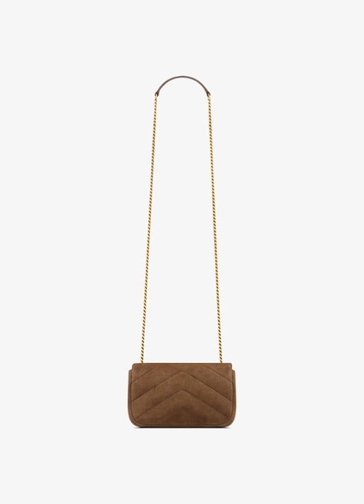 Saint Laurent Loulou Mini crossbodytas van kalfssuède - achterkant bruin