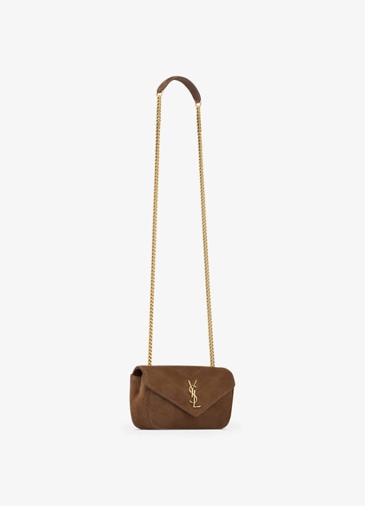 Saint Laurent Loulou Mini crossbodytas van kalfssuède - detail 5 bruin