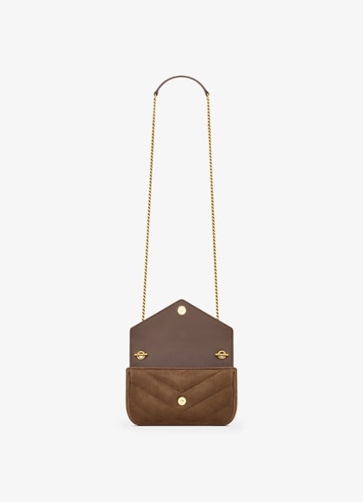 Saint Laurent Loulou Mini crossbodytas van kalfssuède - detail 6 bruin
