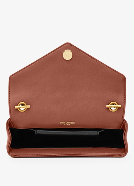 Saint Laurent Loulou Mini crossbodytas van lamsleer - detail 6 roestbruin