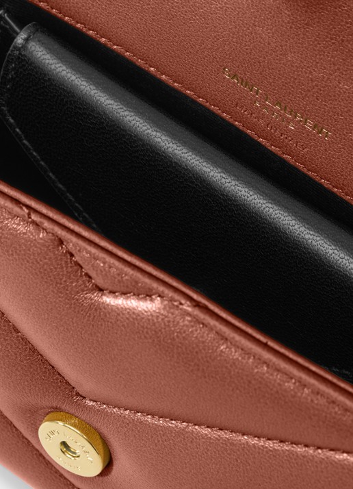 Saint Laurent Loulou Mini crossbodytas van lamsleer - detail 7 roestbruin