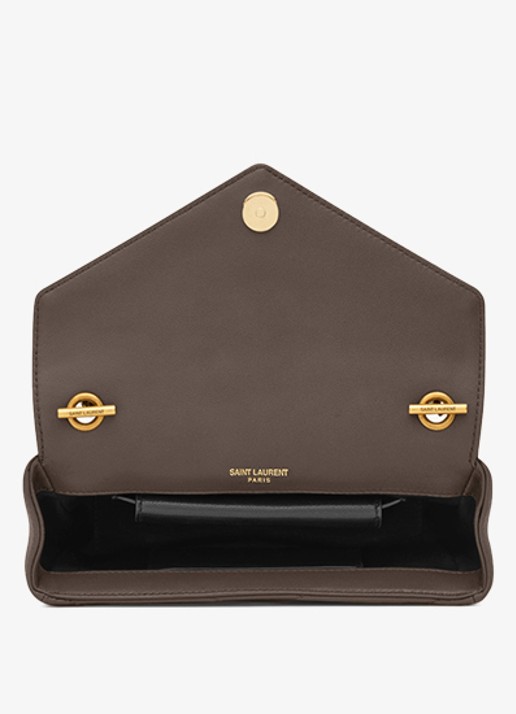 Saint Laurent Loulou Mini crossbodytas van lamsleer - detail 6 taupe