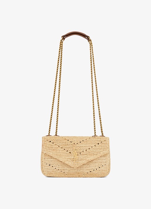 Saint Laurent Loulou Mini schoudertas van raffia