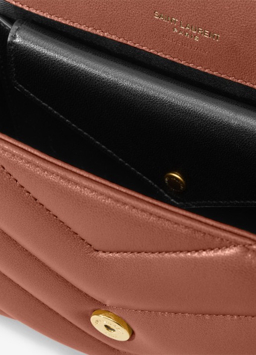 Saint Laurent Loulou Small schoudertas van lamsleer - detail 7 roestbruin