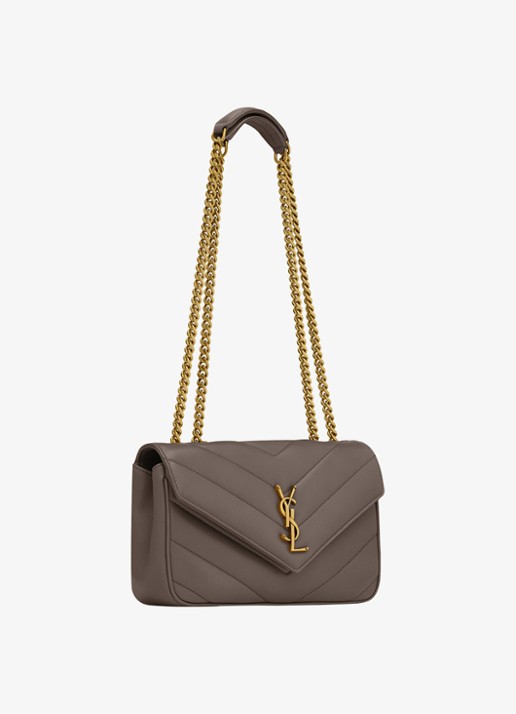 Saint Laurent Loulou Small schoudertas van lamsleer - detail 3 taupe