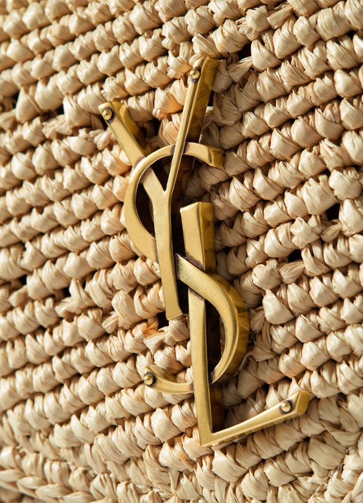 Saint Laurent Loulou Small schoudertas van raffia - detail 4 beige
