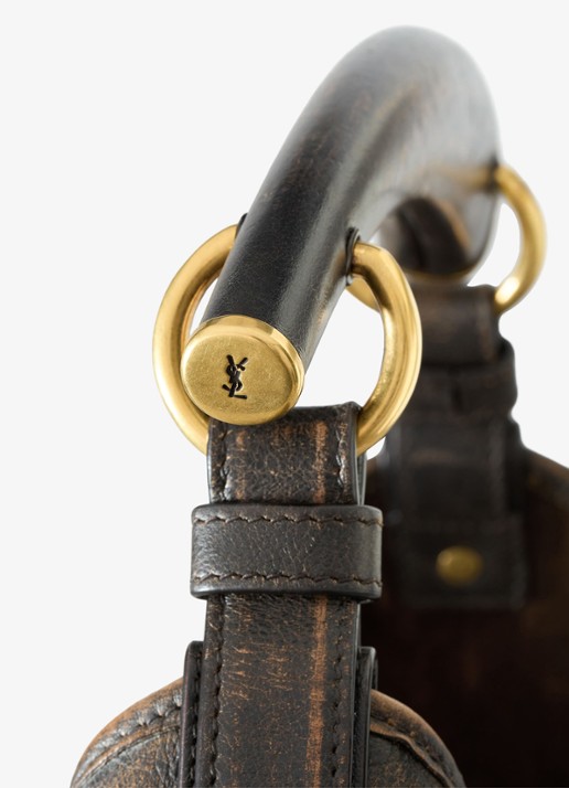 Saint Laurent Mombasa Medium schoudertas van kalfsleer - detail 5 donkerbruin