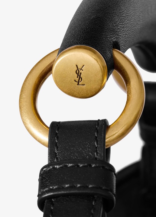 Saint Laurent Mombasa Small schoudertas van kalfsleer - detail 6 zwart