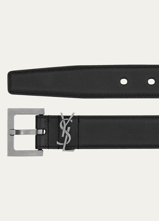 Saint Laurent Monogram riem van kalfsleer - detail 2 zwart