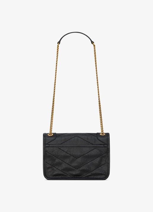 Saint Laurent Niki Mini schoudertas van kalfsleer - achterkant zwart