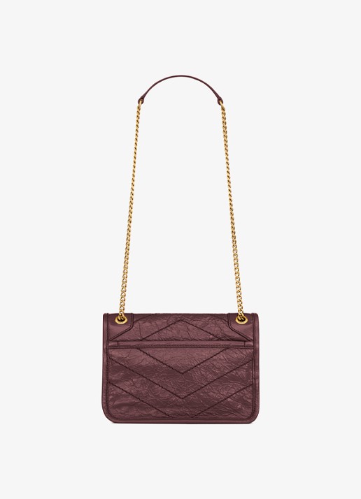 Saint Laurent Niki Mini schoudertas van kalfsleer - achterkant donkerrood